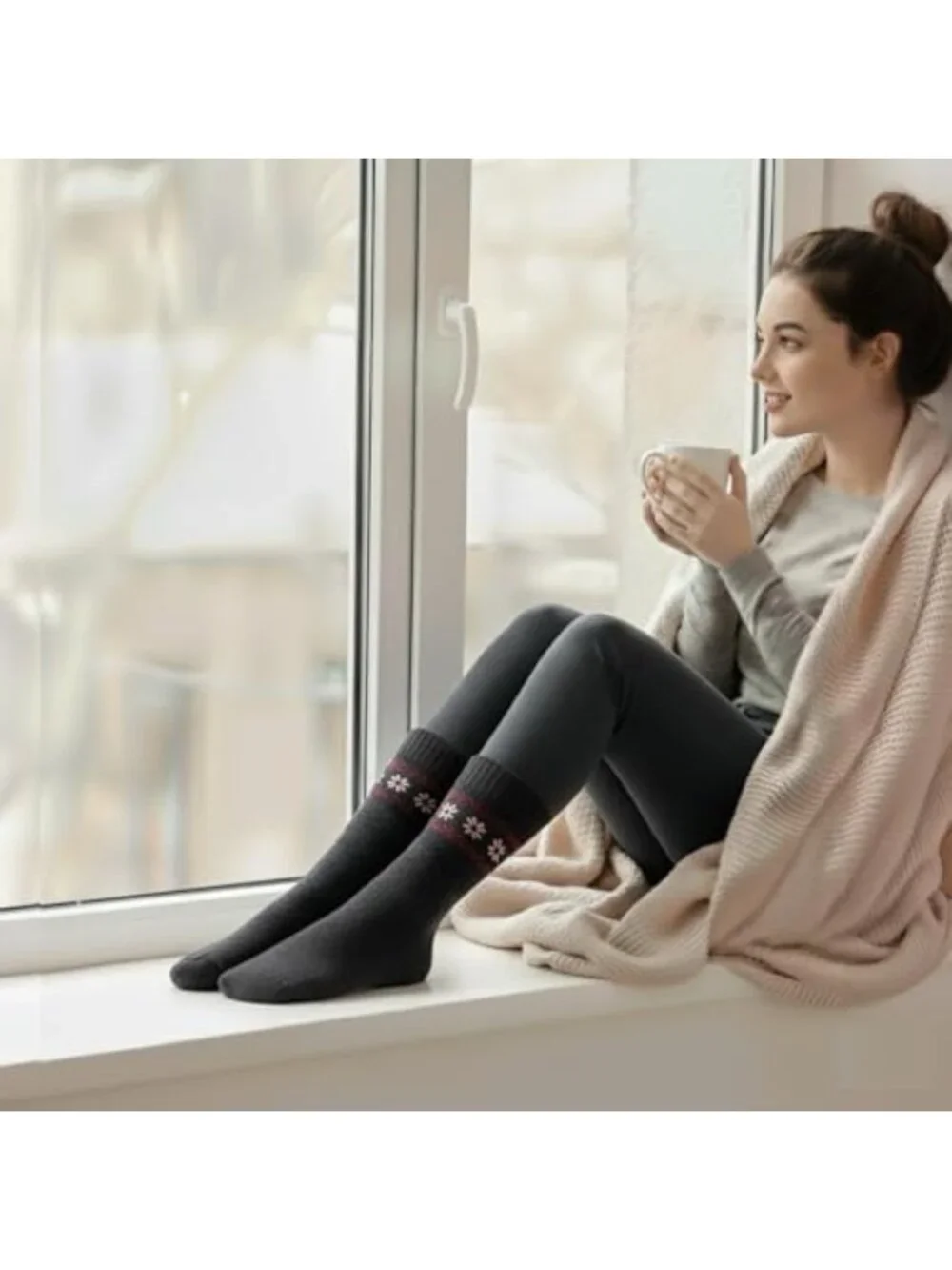 Cozy Merino Wool Winter Socks for Women - Thick, Warm, 4 Pairs for Cold Weather